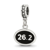 Sterling Silver Reflections Black Enameled Marathon Dangle Charm